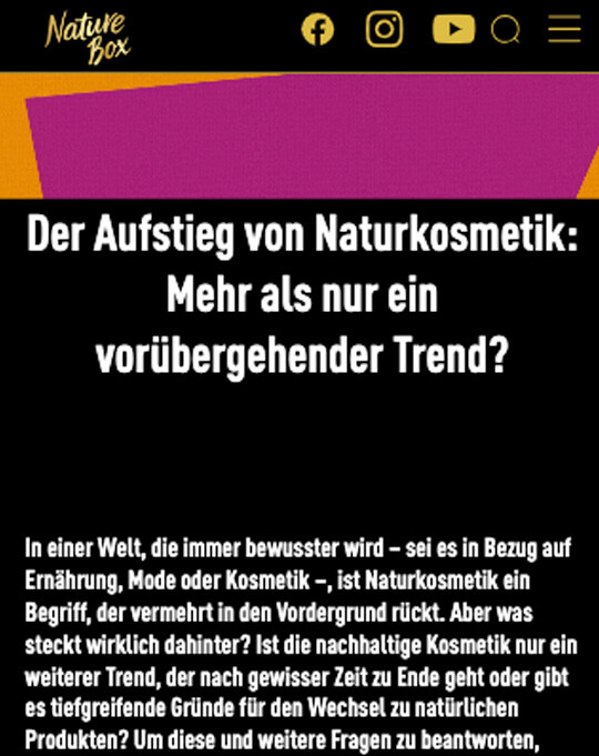 Dr. Steinkraus, Online Artikel Nature Box, Naturkosmetik