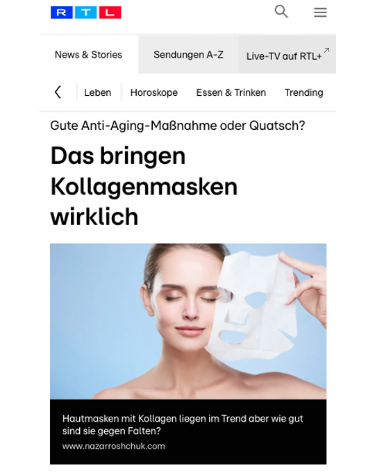 Dr. Susanne Steinkraus, RTL, Das bringen Kollagenmasken wirklich