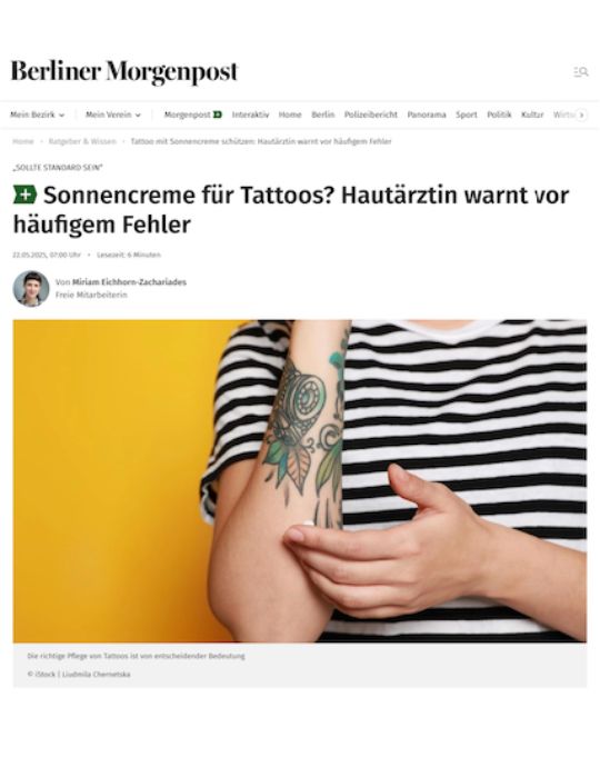 Dr. Susanne Steinkraus, Berliner Morgenpost, Sonnenschutz für Tattoos